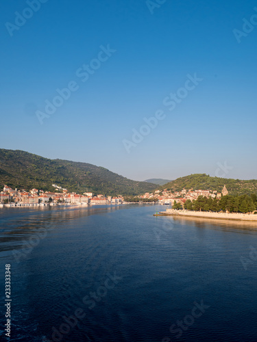 Vis city from the blue sea at morning