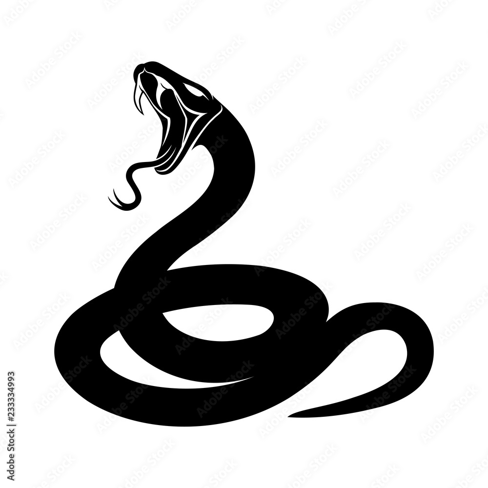 Naklejka premium Znak czarnego węża na białym tle.