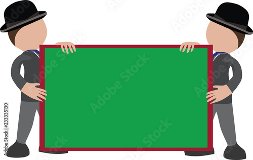 persone distinte sorreggono un cartello pubblicitario