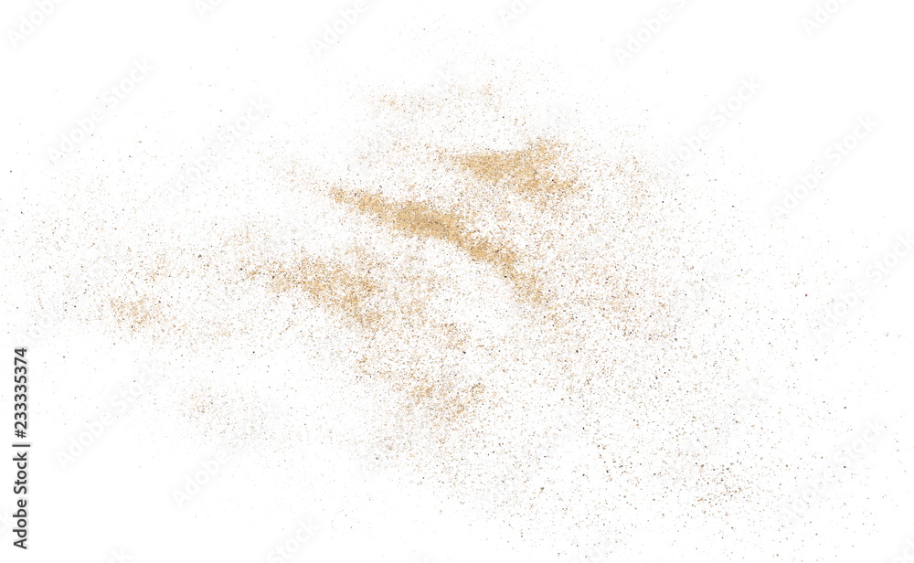 Desert sand pile, dune isolated on white background and texture, with clipping path, top view