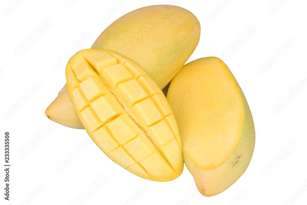 Delicious ripe mango fruit , mango on white background.