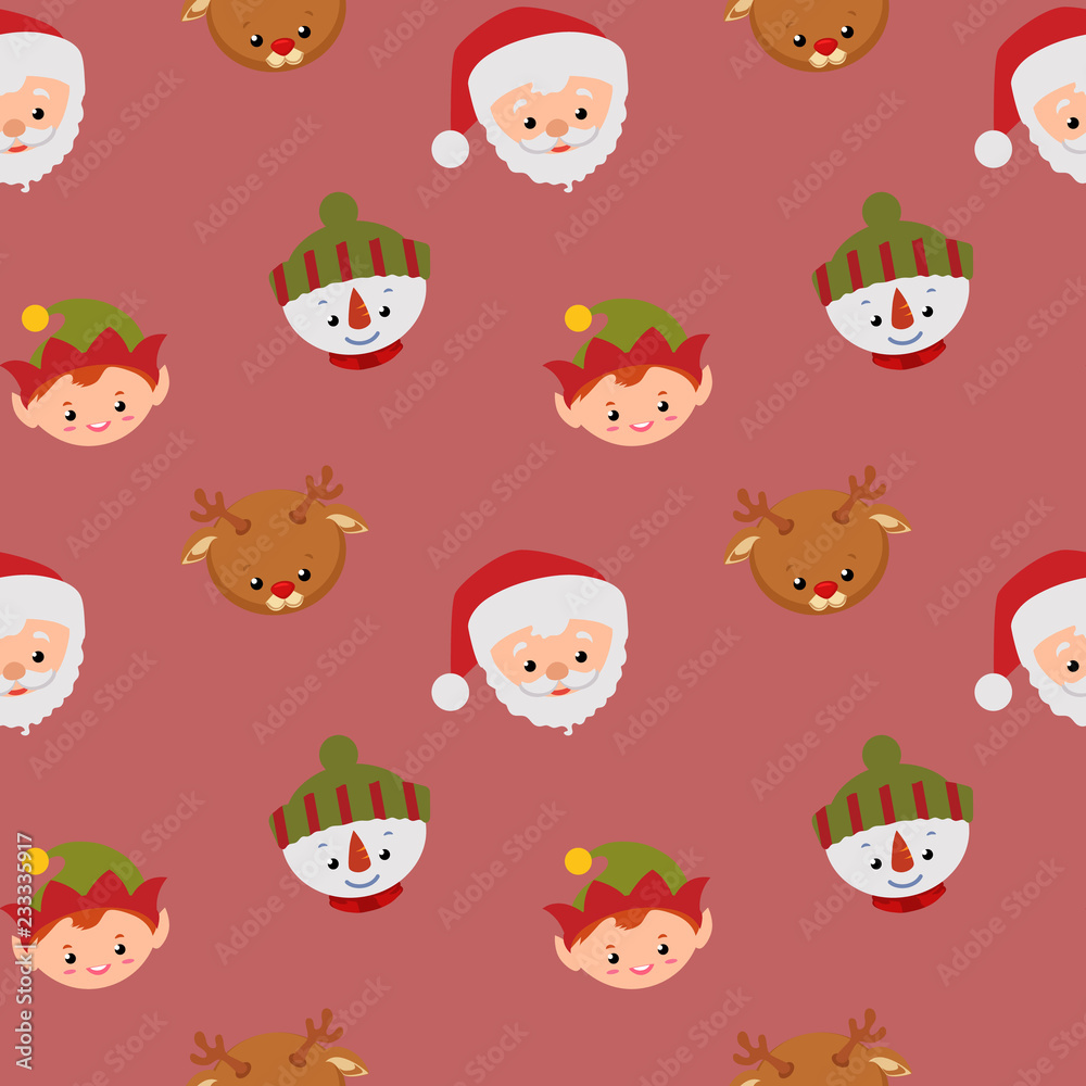 cute santa claus head pattern christmas