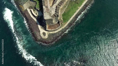 Beautiful Aerial shot from the ocean of El Morro in Old San Juan, Puerto Rico photo