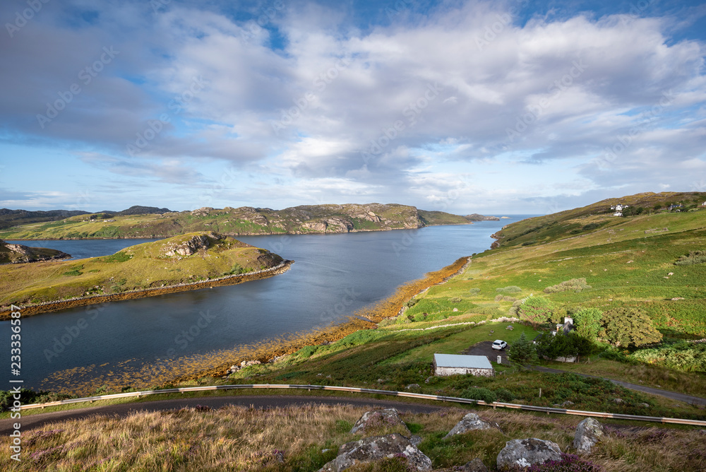 Meeresarm Loch Inchard, Kinlochbervie, Schottland Meeresarm Loch Inchard, Kinlochbervie, Schottland