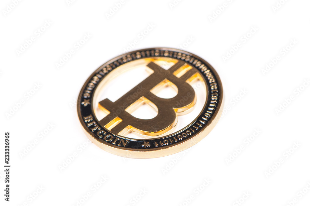 Golden bitcoin isolated