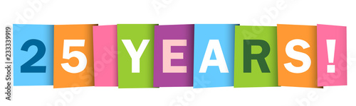 25 YEARS colorful overlapping letters icon