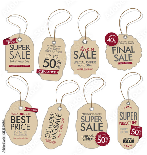 Vintage Style Sale Tags Design vector collection