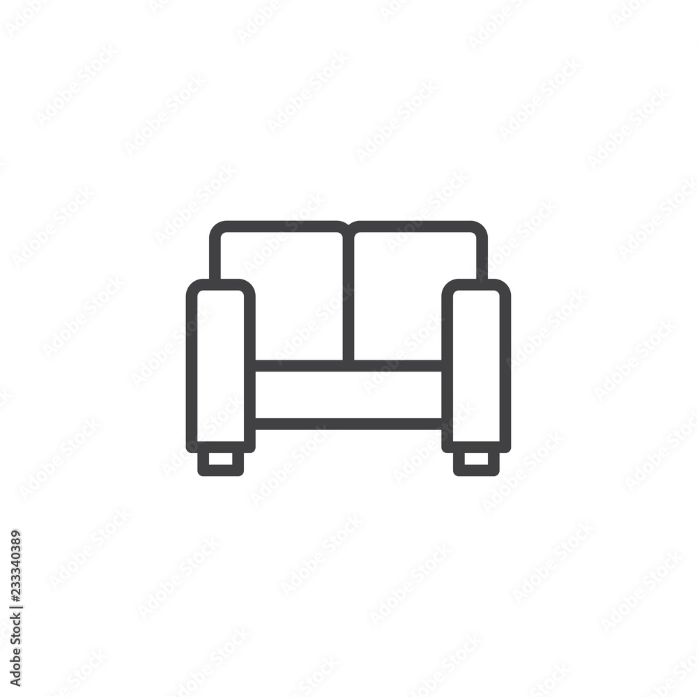 Sofa furniture outline icon. linear style sign for mobile concept and web design. Couch simple line vector icon. Symbol, logo illustration. Pixel perfect vector graphics Sofa furniture outline icon. linear style sign for mobile concept and web design. Couch simple line vector icon. Symbol, logo illustration. Pixel perfect vector graphics