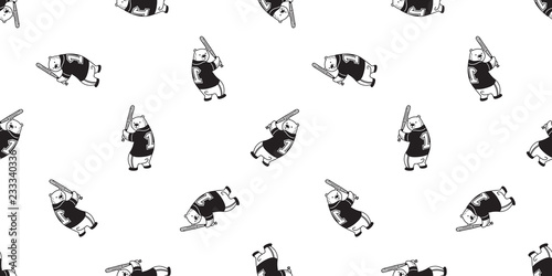 Bear seamless pattern Polar Bear vector baseball sport scarf isolated till background repeat wallpaper