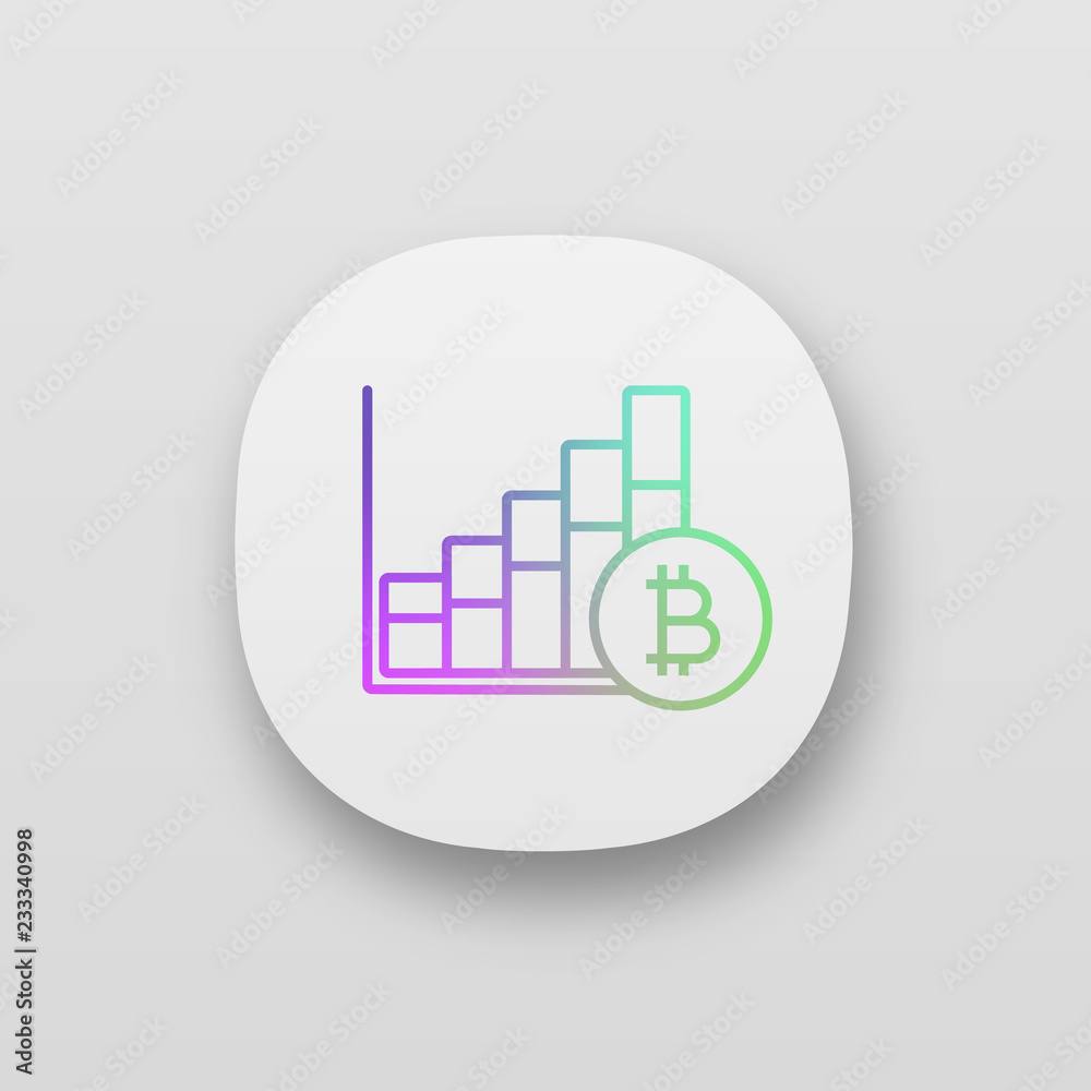Cryptocurrency prices rising. Statistics diagram with bitcoin si