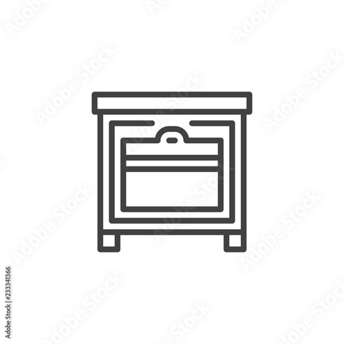 Oven outline icon. linear style sign for mobile concept and web design. Fireplace simple line vector icon. Symbol, logo illustration. Pixel perfect vector graphics