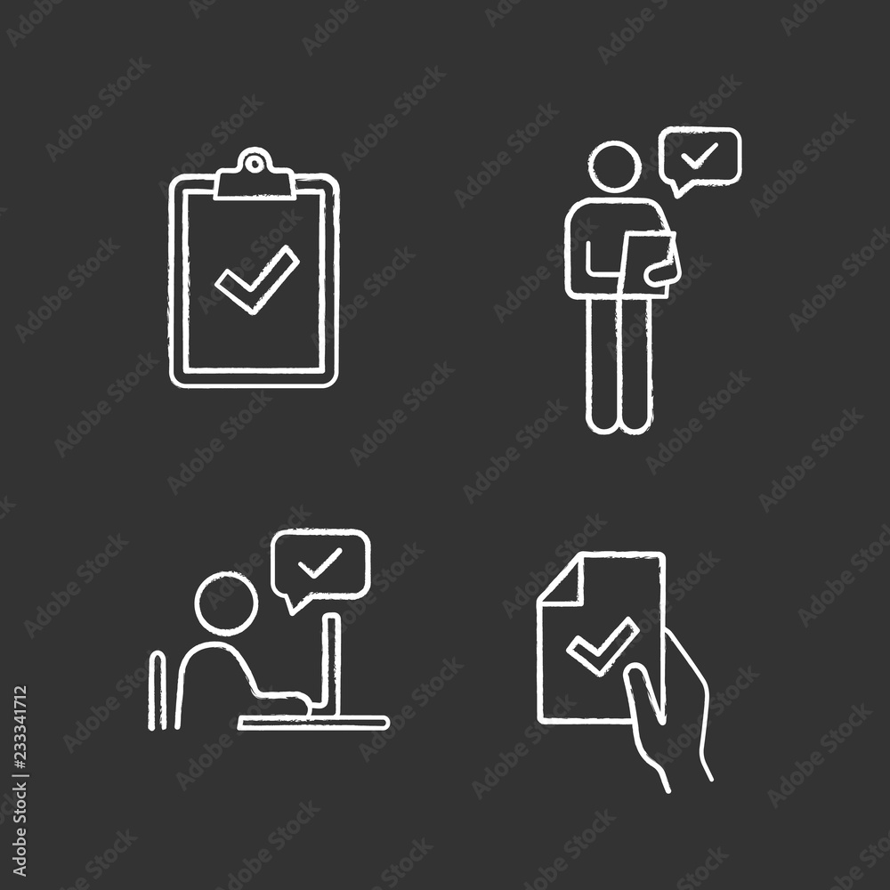 Approve chalk icons set Approve chalk icons set