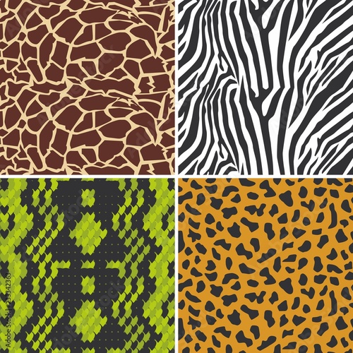 Vector illustration of a set of textures animal skin