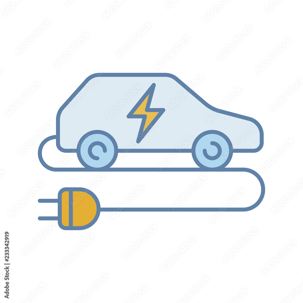 Electric car color icon Electric car color icon
