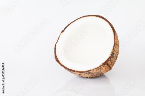 Close up of coconut on white background