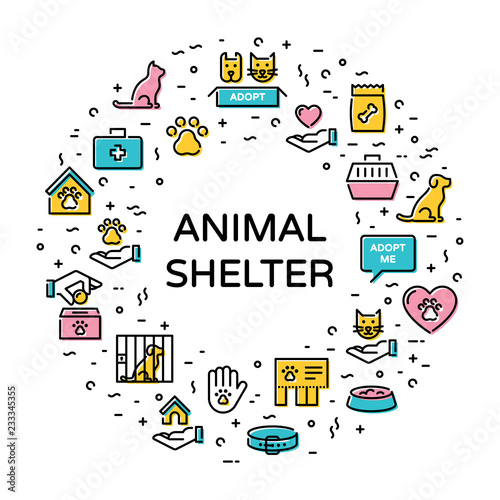Vector Animal Shelter Icon Logo Set