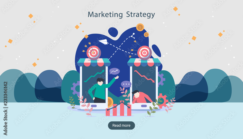 digital marketing strategy concept with tiny people character. online ecommerce business in modern flat design template for web landing page, banner, presentation, social media. Vector illustration. digital marketing strategy concept with tiny people character. online ecommerce business in modern flat design template for web landing page, banner, presentation, social media. Vector illustration.