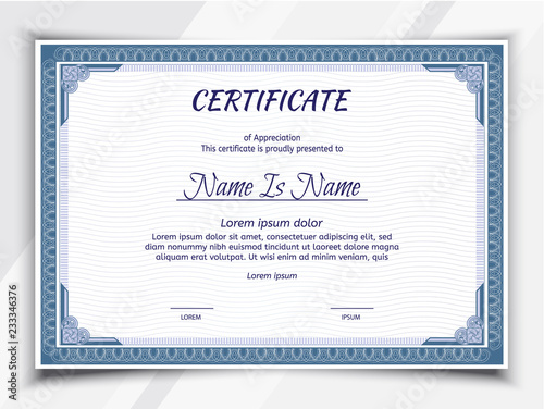certificate Landscape gradient color blue.
Template diploma border.