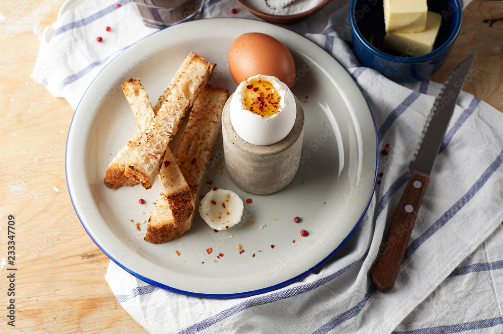 Soft boiled eggs with Buttered toast Soldiers are a classic English breakfast