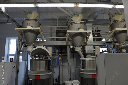 Industrial equipment and machinery at the factory of bread and sweets