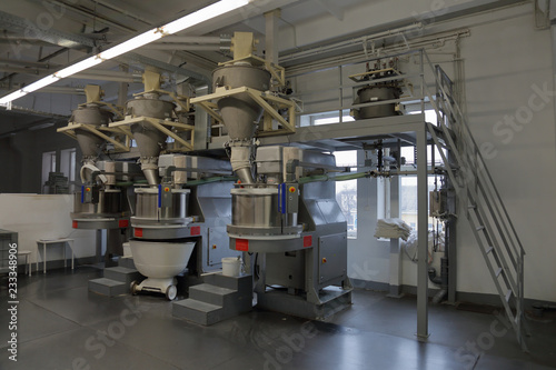 Industrial equipment and machinery at the factory of bread and sweets