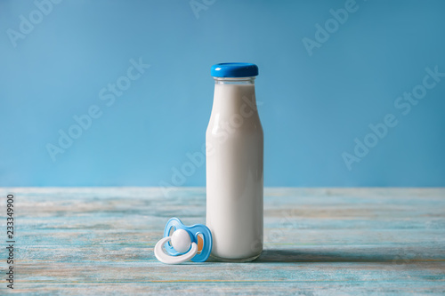 Glass bottle of fresh milk ...
