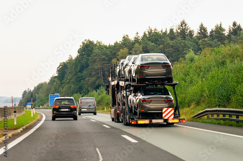 Wallpaper Mural Cars carrier truck in asphalt highway road in Poland Torontodigital.ca