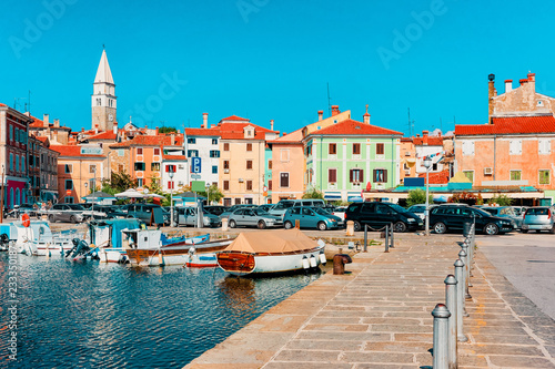 Embankment of marina with boats Adriatic Sea Izola photo