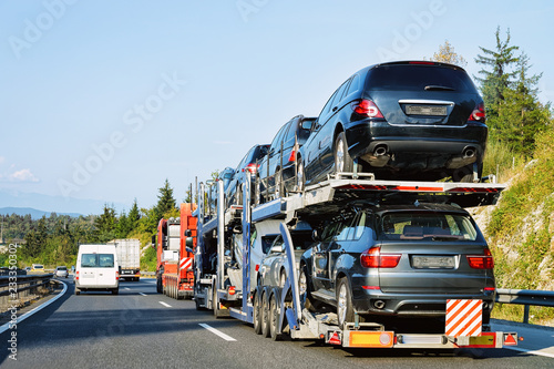 Cars carrier truck in asphalt highway in Poland © Roman Babakin