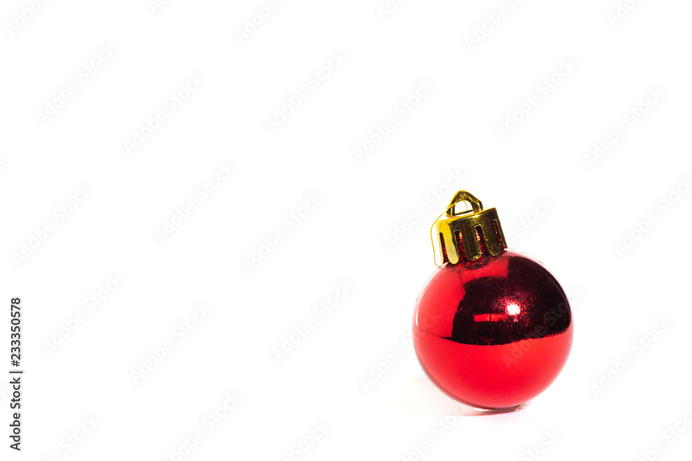Red christmas ball, white background Red christmas ball, white background