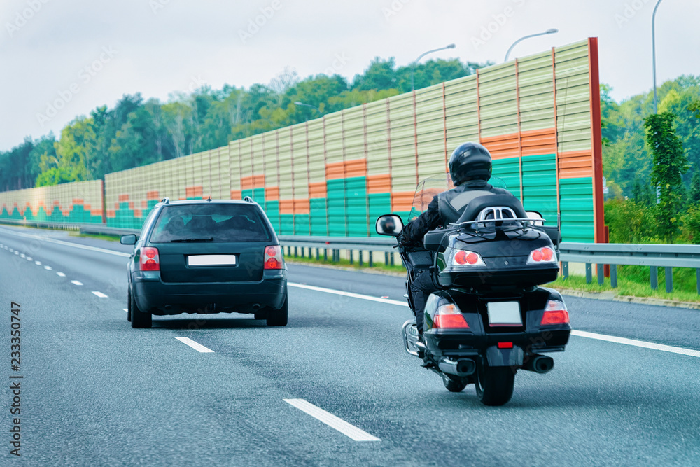 Motorcycles at highway road in Poland