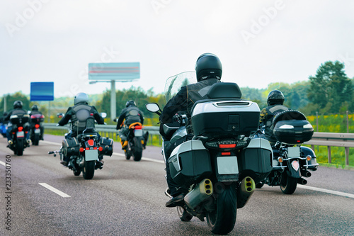 Motorcycles on highway road in Poland