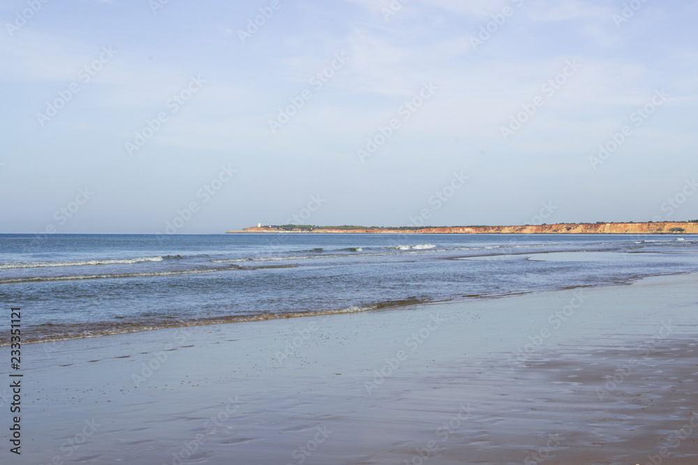 View from the beach to the Spanish city of Conil de la frontera in Andalucia