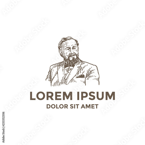 Bearded Old Man use Suit Logo