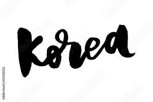 slogan Handwritten english letter KOREA of asian style, And a vector illustration Sungnyemun known as Namdaemun that is the landmark of Seoul, Korea.