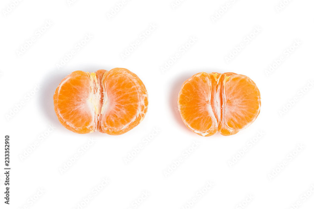 peeled mandarin halves isolated peeled mandarin halves isolated