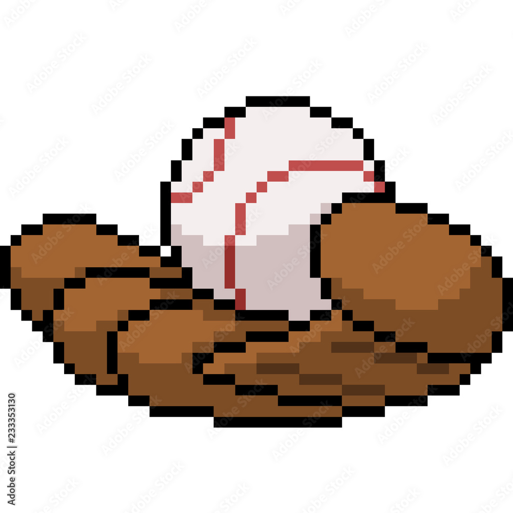 vector pixel art baseball glove vector de Stock Adobe Stock