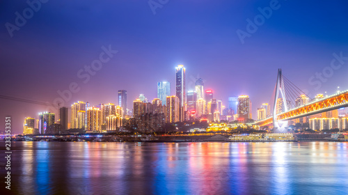 Chongqing city night view and skyline of architectural landscape © 昊 周