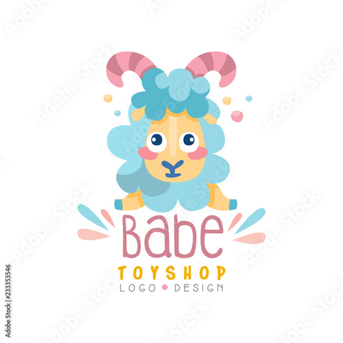 Babe toyship logo design, cute badge can be used for baby store, kids market vector Illustration on a white background