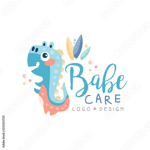 Babe care logo design, emblem can be used for kids education center, baby shop, club, kids market, kindergarten and any other children projects vector Illustration