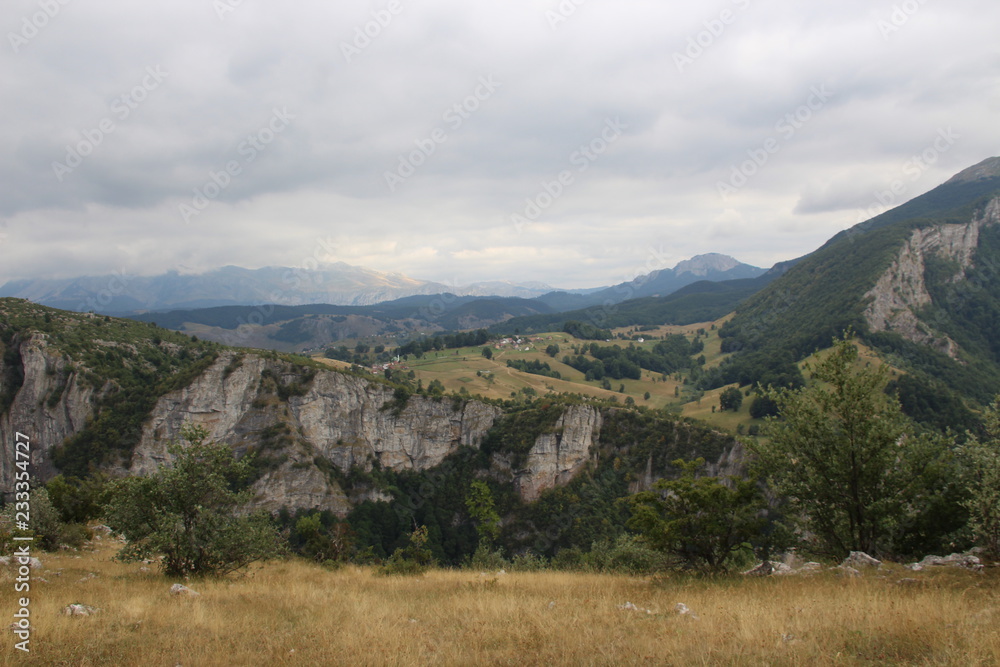 Fototapeta premium Umoljani and Lukomir hiking tour at Bjelasnica mountain is simply must see and experience journey for any true nature lover, if one ever comes across Sarajevo and Bosnia and Herzegovina. 