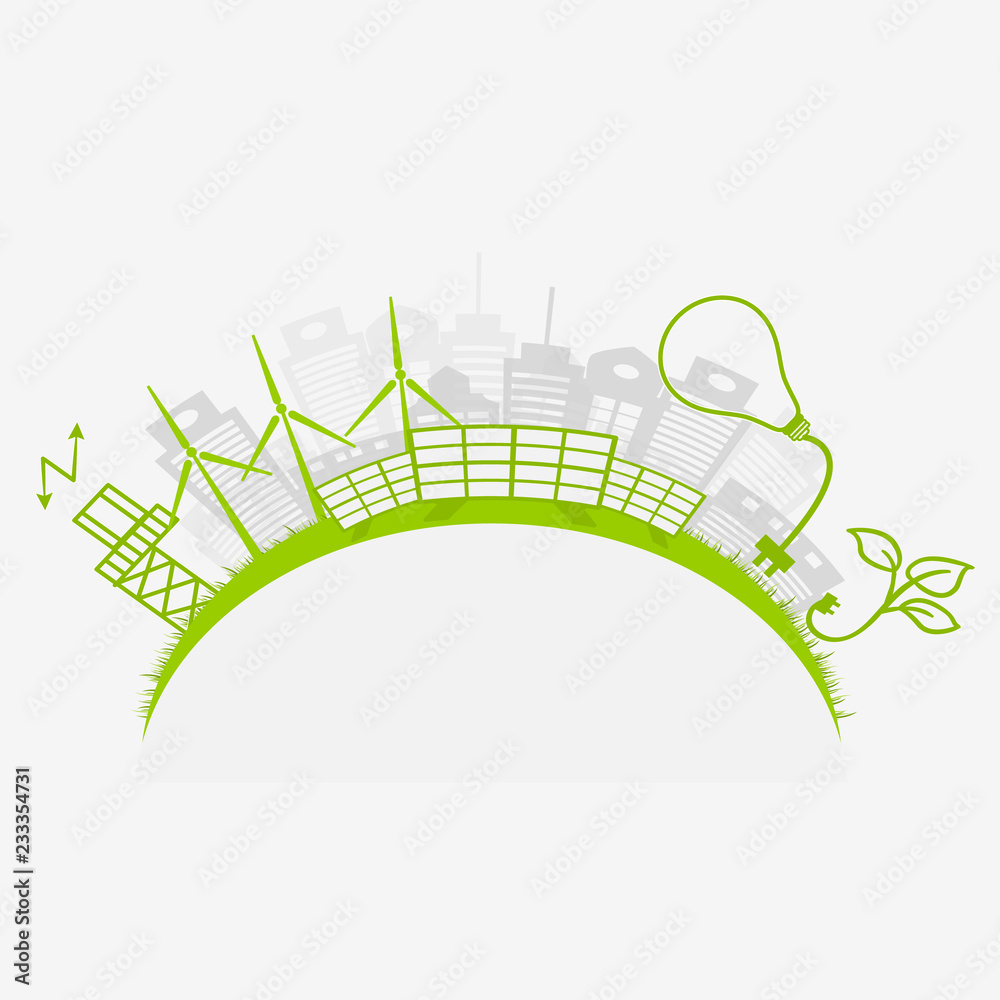 Obraz premium Eco green city. Environmental and Ecology concept, Vector illustration.