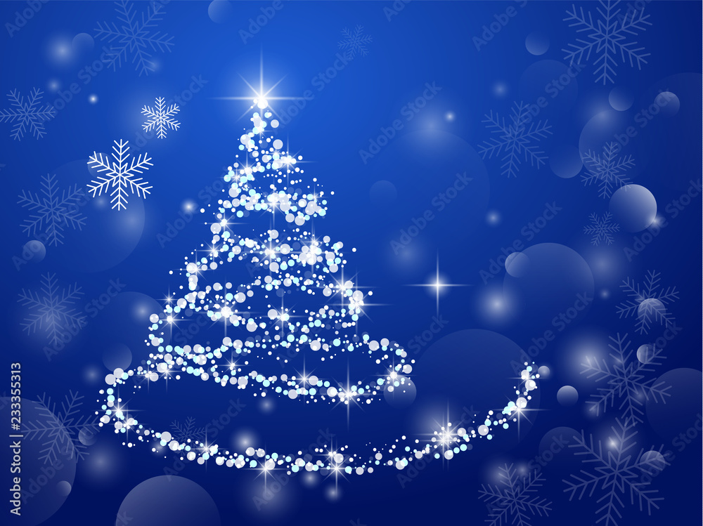 Abstract Christmas tree with glowing snowflakes background. Vector illustration. Abstract Christmas tree with glowing snowflakes background. Vector illustration.