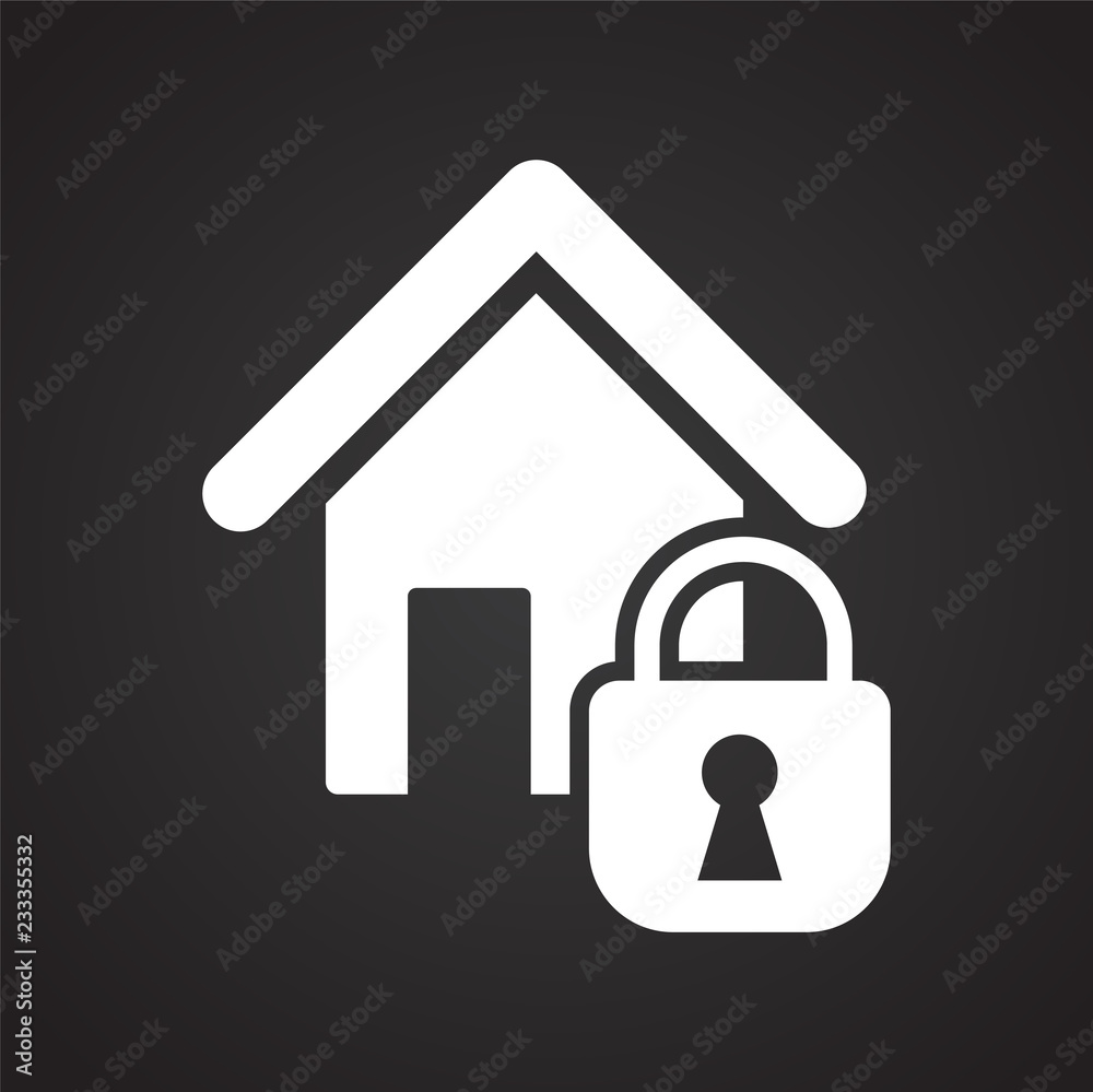 Locked house on white background icon Locked house on white background icon