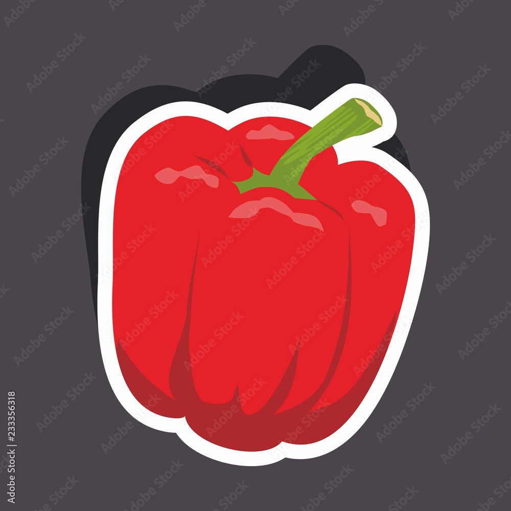 Vector illustration of a cartoon stickers of vegetables - red pepper Vector illustration of a cartoon stickers of vegetables - red pepper