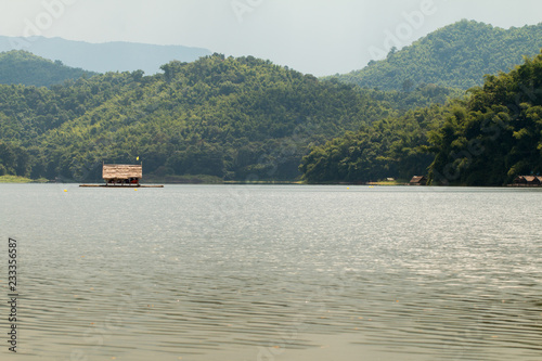 Houseboat with Beautifull views of reservoir mountain is "Huai Nam Man" in Loei province, Thailand