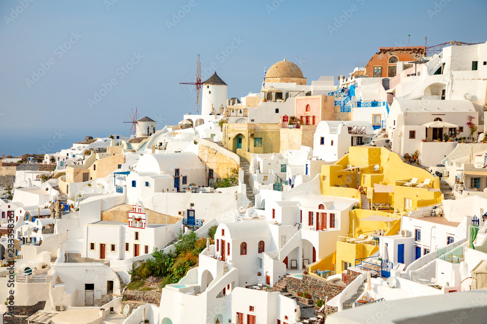 White architecture of Oia village on Santorini island, Greece