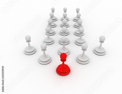 3d pawn leader concept. chess concept . 3d rendered illustration
