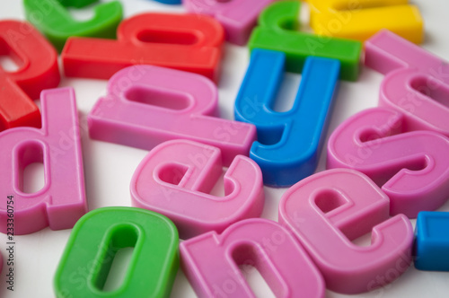 closeup of colorful plastic letters on full frame © pixarno