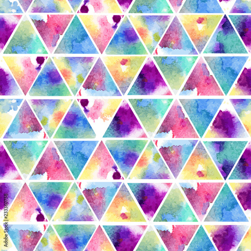 watercolor colored spots vector handmade triangles seamless pattern  abstract background